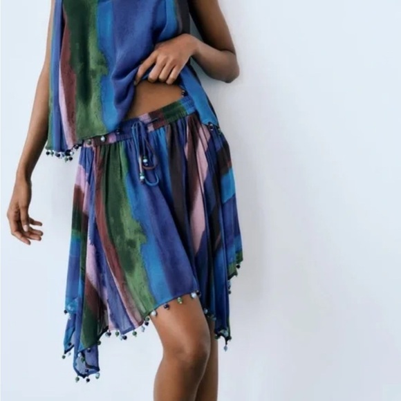 Colorful Striped Skirt with Beaded Hem - Picture 7 of 13
